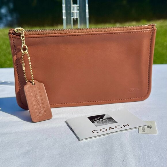 SOLD - COACH Vintage Skinny Case Pouch British Tan Leather Hang Tag 7170 NWOT - Picture 1 of 14